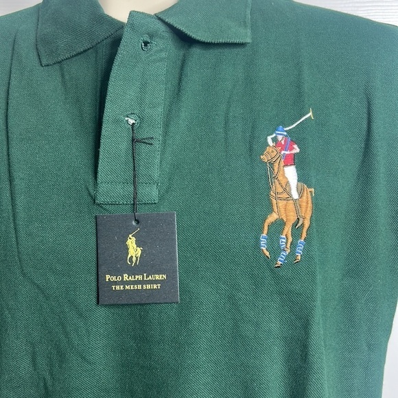 Polo By Ralph Lauren Green The Mesh Shirt 4 New Polo Large Horse - Picture 2 of 4